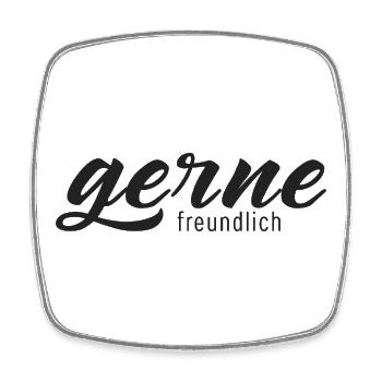 Gerne freundlich – Minimalistische Typografie - Viereckiger Kühlschrankmagnet - Weiß - Vorne