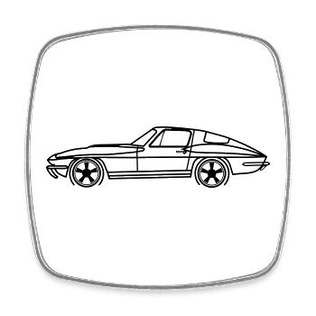 C2 Line Silhouette – Retro Muscle Art - Viereckiger Kühlschrankmagnet - Weiß - Vorne