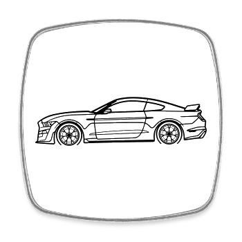 GT500 Line Silhouette – Muscle Performance Art - Viereckiger Kühlschrankmagnet - Weiß - Vorne