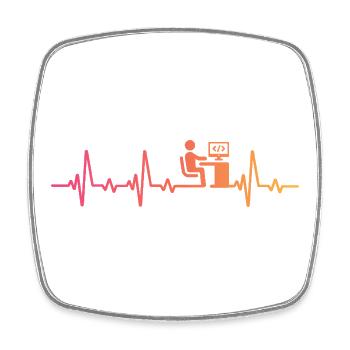 Entwickler von Programmierer Sunset Heartbeat - Viereckiger Kühlschrankmagnet - Weiß - Vorne