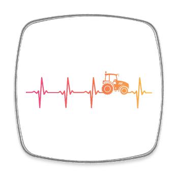 Traktor-Sonnenuntergangs-Herzschlag-Bauer - Viereckiger Kühlschrankmagnet - Weiß - Vorne