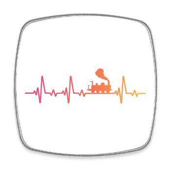 Sunset Heartbeat Train Lokomotivzug - Viereckiger Kühlschrankmagnet - Weiß - Vorne