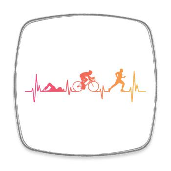 Triathlon Sunset Heartbeat Triathlet - Viereckiger Kühlschrankmagnet - Weiß - Vorne