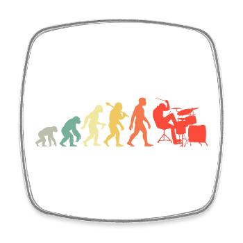 Retro Schlagzeuger Evolution Schlagzeug für Männer - Viereckiger Kühlschrankmagnet - Weiß - Vorne