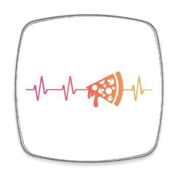 Pizza Sunset Heartbeat of Pizza - Square fridge magnet - white - Front