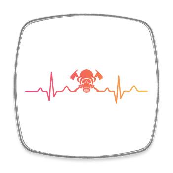 Firefighter Sunset Heartbeat Firefighter - Square fridge magnet - white - Front