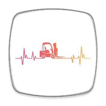 Sunset Heartbeat Forklift - Square fridge magnet - white - Front