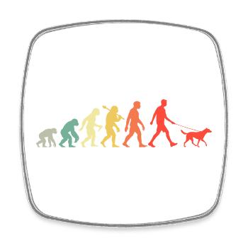 Walking Man with Dog Evolution for Men - Square fridge magnet - white - Front
