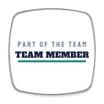 Lettrage des membres de l’équipe - Membre de l’équipe - Magnet carré - blanc - Devant