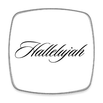Hallelujah Cursive Script Faith Praise Design - Square fridge magnet - white - Front