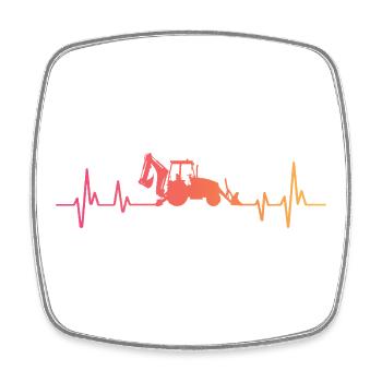 Backhoe Sunset Heartbeat Loader - Square fridge magnet - white - Front