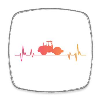 Compactor roller sunset construction - construction site - Square fridge magnet - white - Front