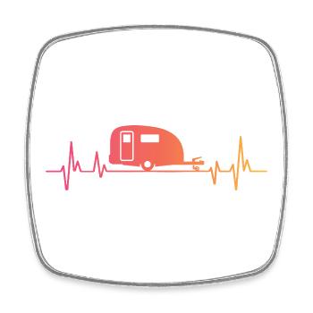 Sunset Heartbeat camper travel caravan - Square fridge magnet - white - Front