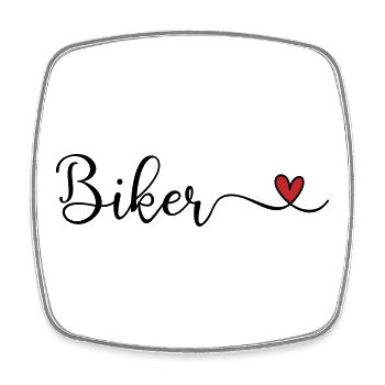 Biker with heart - Square fridge magnet - white - Front
