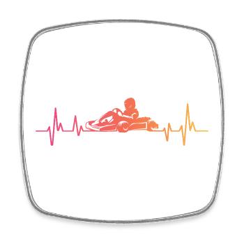 Sunset kart kart racing heartbeat - Square fridge magnet - white - Front