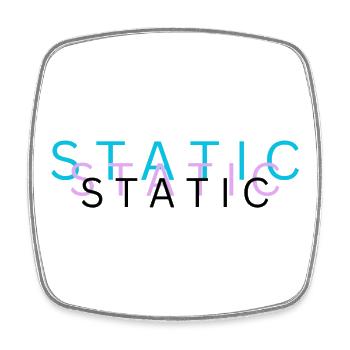 Static – Minimalist Glitch Typography Design - Square fridge magnet - white - Front