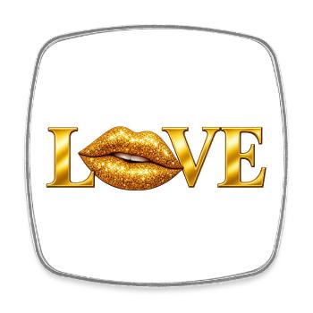 Liebe Goldene Lippen - Viereckiger Kühlschrankmagnet - Weiß - Vorne