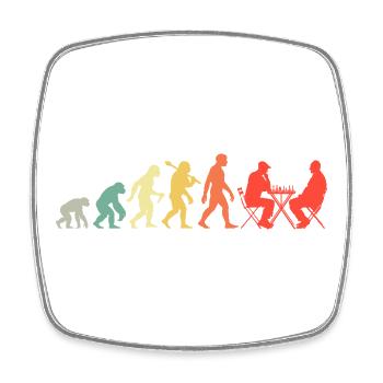 Retro Schach Schachspieler Evolution Schachspiel - Viereckiger Kühlschrankmagnet - Weiß - Vorne