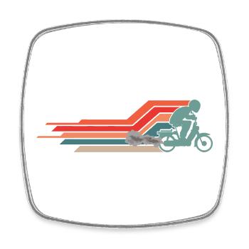  50cc Mofa Mofaroller Moped Mofafahrer Vintage - Viereckiger Kühlschrankmagnet - Weiß - Vorne