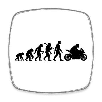 Motorrad Evolution Biker lustiger Motorradfahrer - Viereckiger Kühlschrankmagnet - Weiß - Vorne