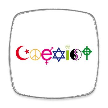 Coexist Symbol Shirt – Frieden Vielfalt Toleranz - Viereckiger Kühlschrankmagnet - Weiß - Vorne