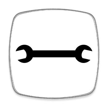Schraubenschlüssel in schwarz - Viereckiger Kühlschrankmagnet - Weiß - Vorne