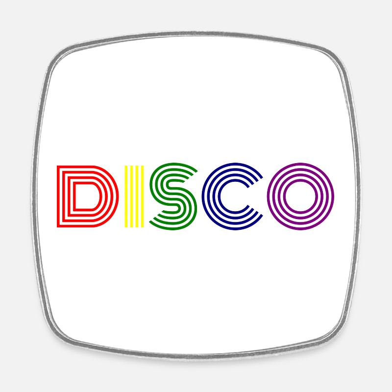 Disco Neon Stripes Retro - Square fridge magnet - white