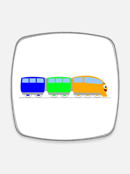 Children train - railway - train - Square fridge magnet - white