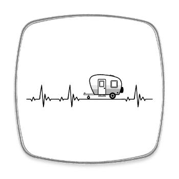 Caravane Camping Heartbeat Fréquence Puls ECG - Magnet carré - blanc - Devant