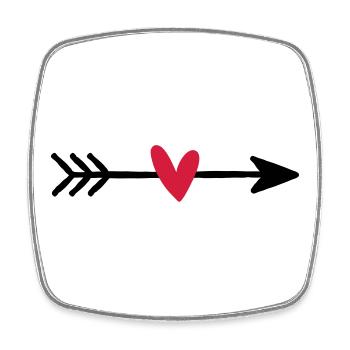 Flèche avec cadeau d'amour coeur cupidon - Magnet carré - blanc - Devant