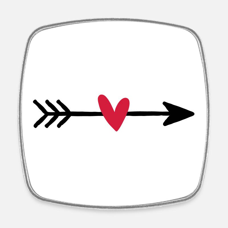Flèche avec cadeau d'amour coeur cupidon - Magnet carré - blanc