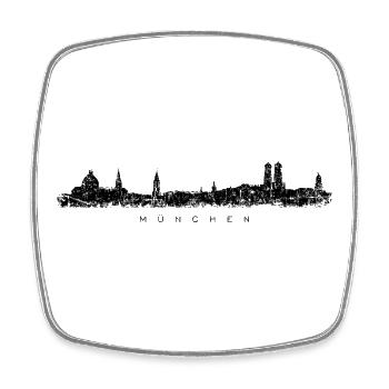 München Skyline (Vintage Schwarz) - Viereckiger Kühlschrankmagnet - Weiß - Vorne