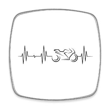 Symbole de moto de course Heartbeat - Magnet carré - blanc - Devant