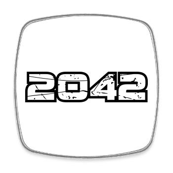 2042 - Square fridge magnet - white - Front