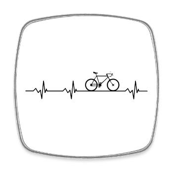 Heart rate bike - Square fridge magnet - white - Front