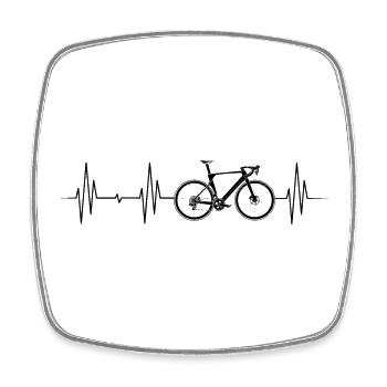 Road Bike Bike Bike Symbol Heartbeat Pulse ECG - Square fridge magnet - white - Front