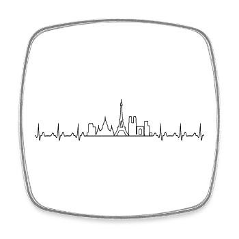 Paris – Heartbeat Skyline Design - Magnet carré - blanc - Devant