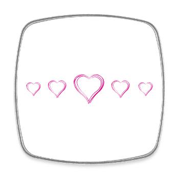 Hand Drawn Pink Hearts Doodle Romance Love - Square fridge magnet - white - Front