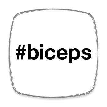 BICEPS Biceps Hashtag Muscle Training Dumbbell Gym - Square fridge magnet - white - Front