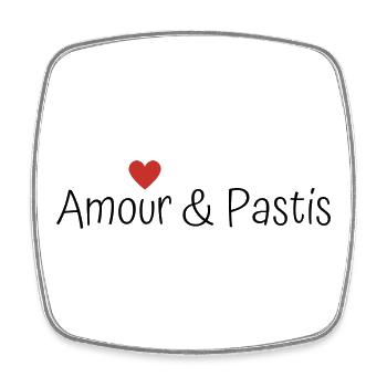 Amour et pastis - Magnet carré - blanc - Devant