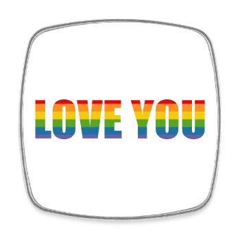 Regenbogenstreifen love you LGBT lgbtqi queer - Viereckiger Kühlschrankmagnet - Weiß - Vorne