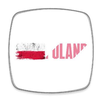 Drapeau de la Pologne Typographie audacieuse - Magnet carré - blanc - Devant