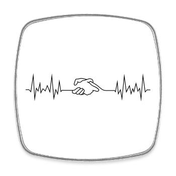 wave peace handshake - Square fridge magnet - white - Front