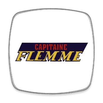 Lazy captain - Square fridge magnet - white - Front