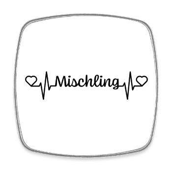 Heartbeat Mischling schwarz Herzschlag - Viereckiger Kühlschrankmagnet - Weiß - Vorne