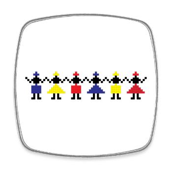 HORA - Traditional Romanian folk art - Square fridge magnet - white - Front