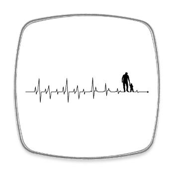Heartbeat father and daughter - Square fridge magnet - white - Front