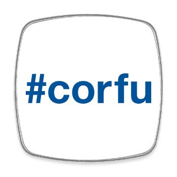 CORFU Greece Griechenland Hashtag - Viereckiger Kühlschrankmagnet - Weiß - Vorne