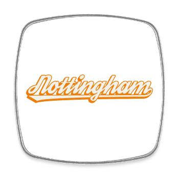 Nottingham Orange Script - Square fridge magnet - white - Front