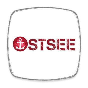 Ostsee Mond rot See Anker Illustration Sonne Meer - Viereckiger Kühlschrankmagnet - Weiß - Vorne